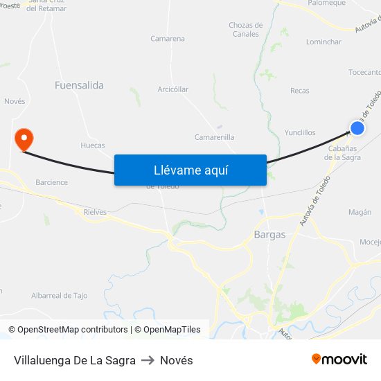 Villaluenga De La Sagra to Novés map
