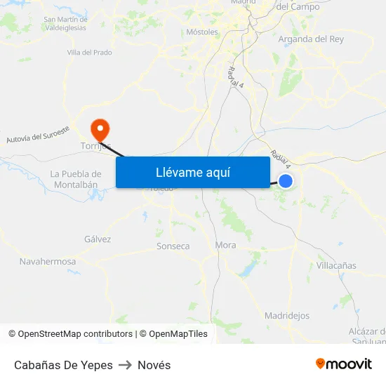 Cabañas De Yepes to Novés map