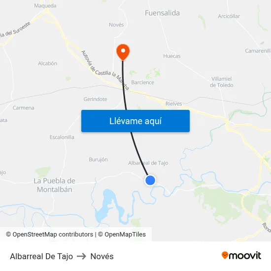 Albarreal De Tajo to Novés map