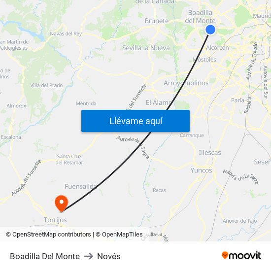 Boadilla Del Monte to Novés map