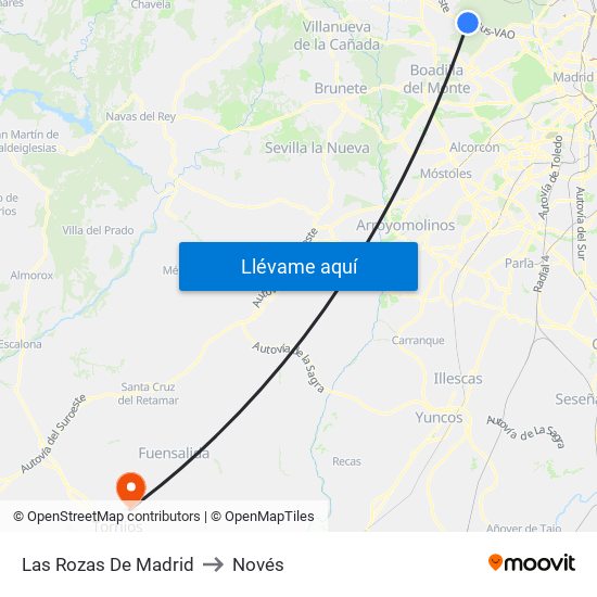 Las Rozas De Madrid to Novés map