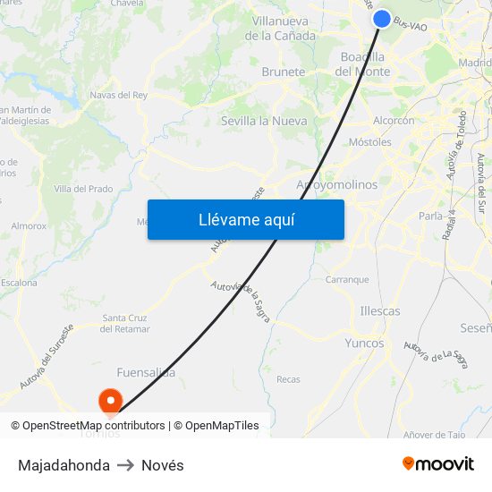Majadahonda to Novés map