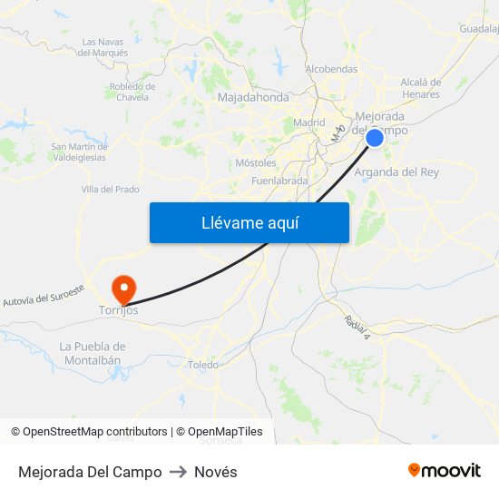 Mejorada Del Campo to Novés map