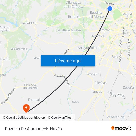 Pozuelo De Alarcón to Novés map