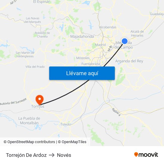 Torrejón De Ardoz to Novés map