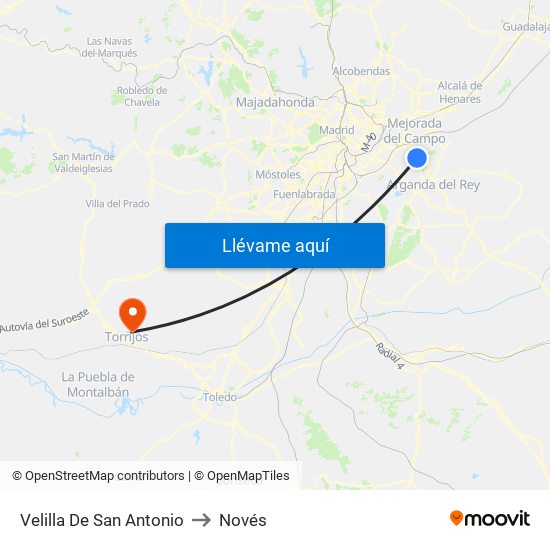 Velilla De San Antonio to Novés map