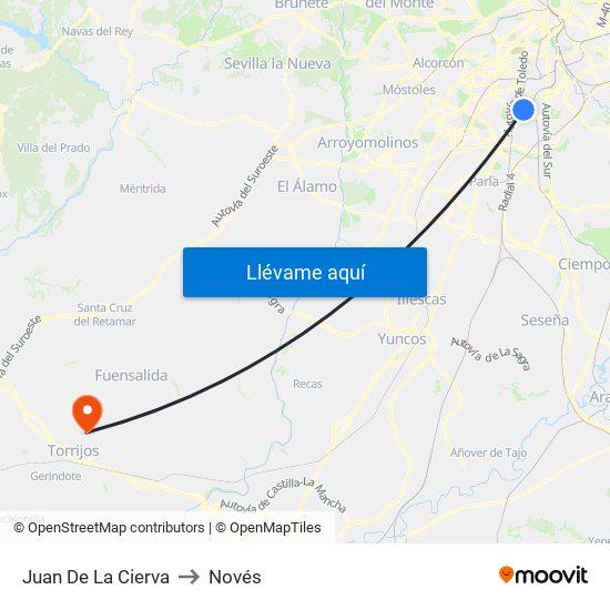 Juan De La Cierva to Novés map