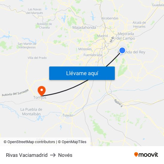 Rivas Vaciamadrid to Novés map