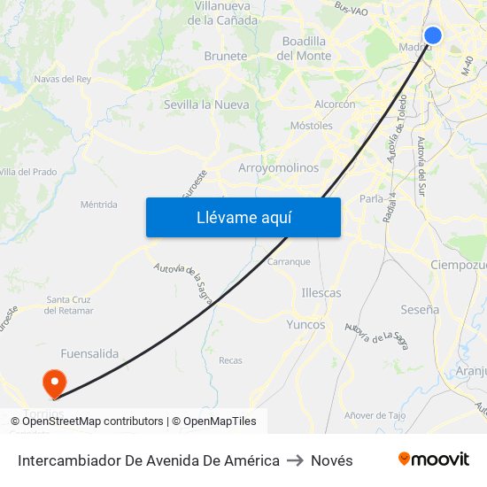 Intercambiador De Avenida De América to Novés map