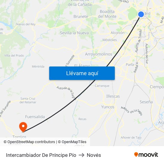 Intercambiador De Príncipe Pío to Novés map