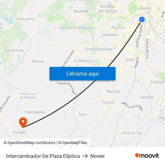 Intercambiador De Plaza Elíptica to Novés map