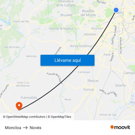Moncloa to Novés map