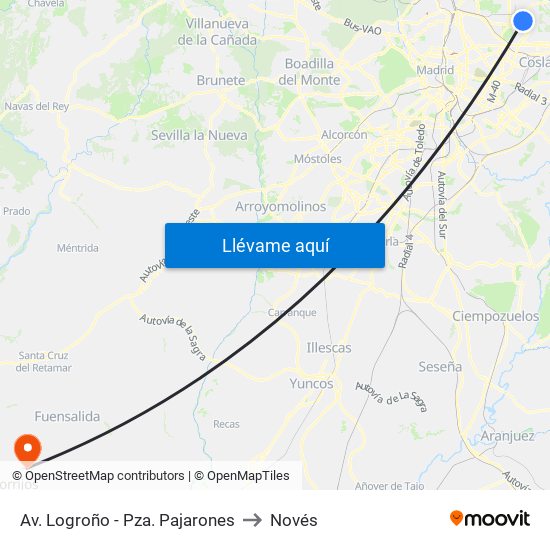 Av. Logroño - Pza. Pajarones to Novés map
