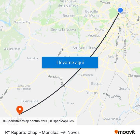 P.º Ruperto Chapí - Moncloa to Novés map