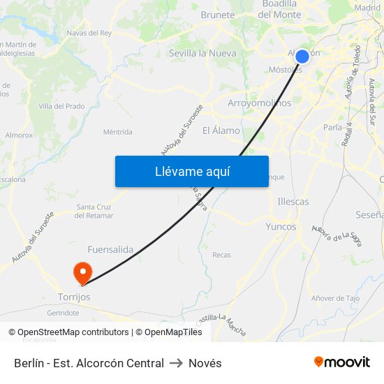 Berlín - Est. Alcorcón Central to Novés map