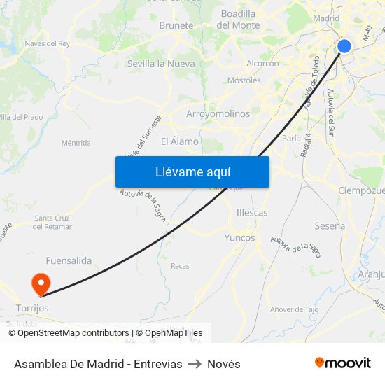 Asamblea De Madrid - Entrevías to Novés map
