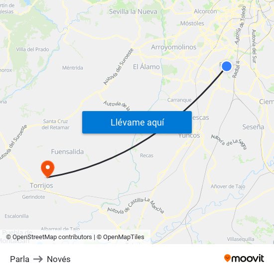 Parla to Novés map