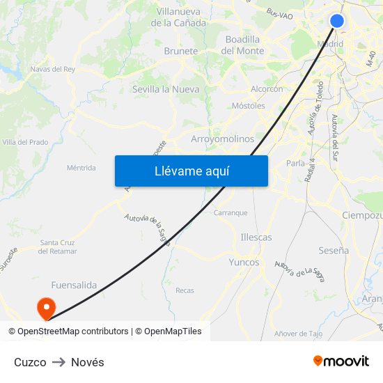 Cuzco to Novés map