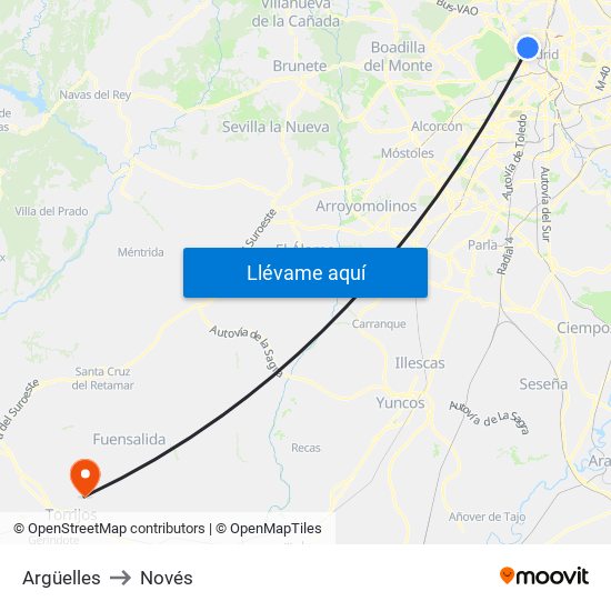 Argüelles to Novés map