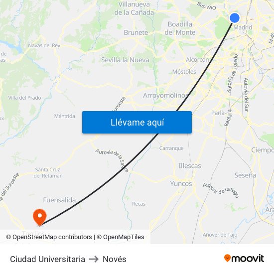 Ciudad Universitaria to Novés map
