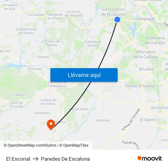 El Escorial to Paredes De Escalona map