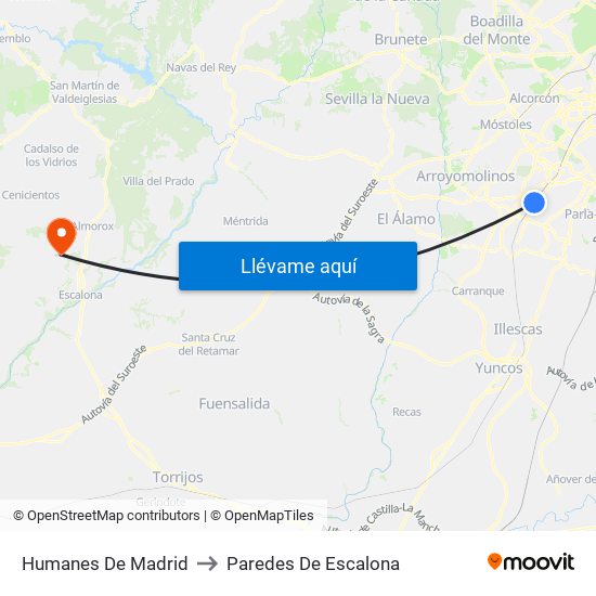 Humanes De Madrid to Paredes De Escalona map