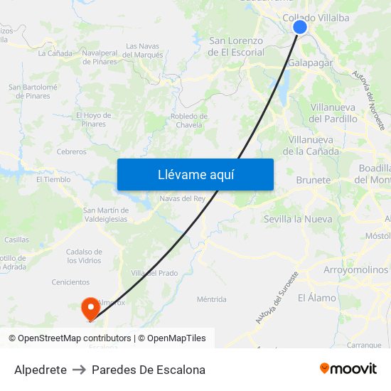 Alpedrete to Paredes De Escalona map