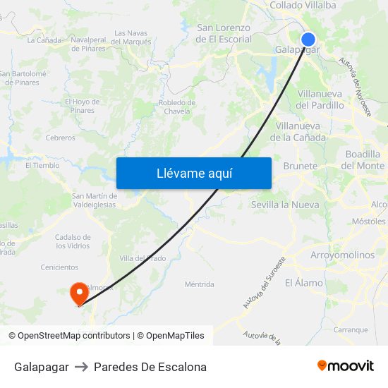 Galapagar to Paredes De Escalona map