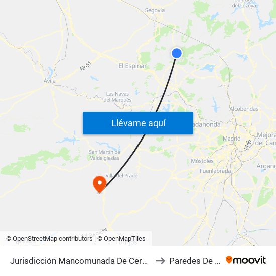 Jurisdicción Mancomunada De Cerdedilla Y Navacerrada to Paredes De Escalona map