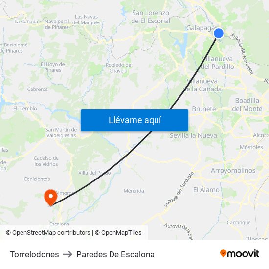 Torrelodones to Paredes De Escalona map