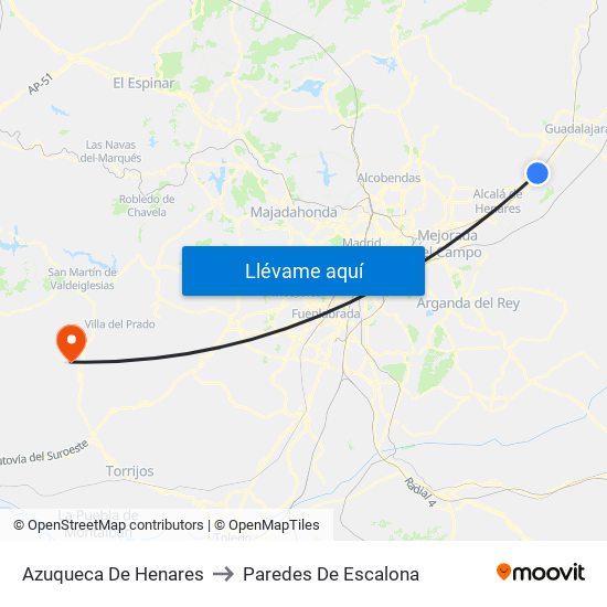 Azuqueca De Henares to Paredes De Escalona map