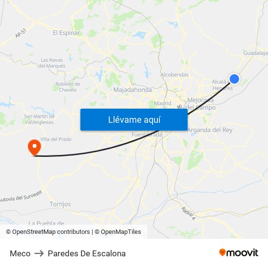 Meco to Paredes De Escalona map