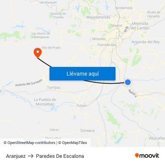 Aranjuez to Paredes De Escalona map