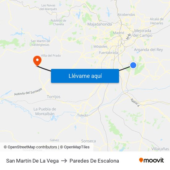 San Martín De La Vega to Paredes De Escalona map