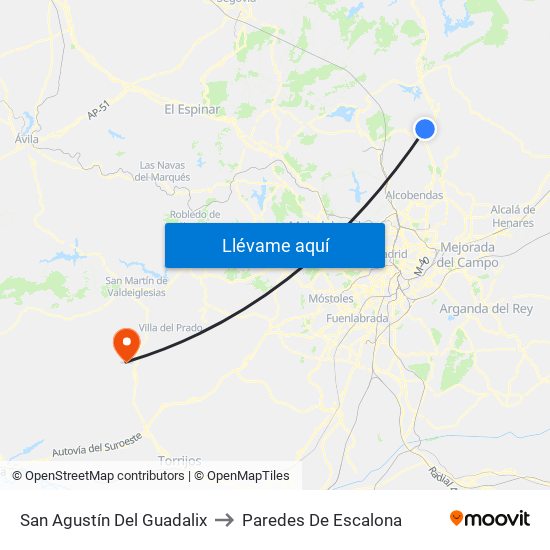 San Agustín Del Guadalix to Paredes De Escalona map