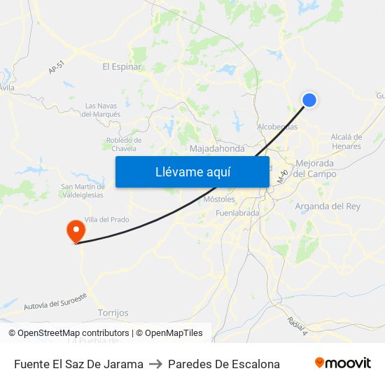 Fuente El Saz De Jarama to Paredes De Escalona map