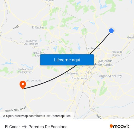 El Casar to Paredes De Escalona map