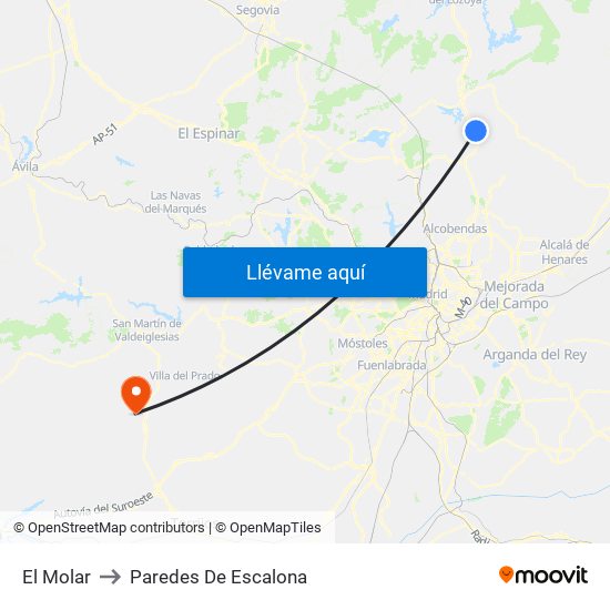 El Molar to Paredes De Escalona map