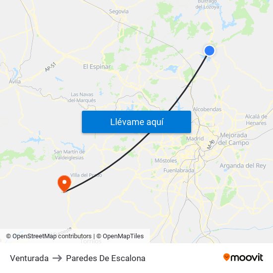 Venturada to Paredes De Escalona map