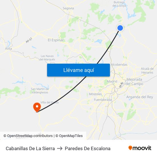 Cabanillas De La Sierra to Paredes De Escalona map