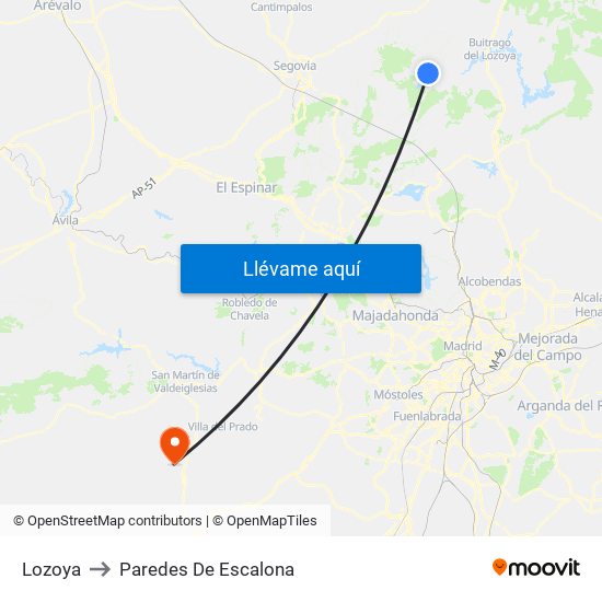 Lozoya to Paredes De Escalona map