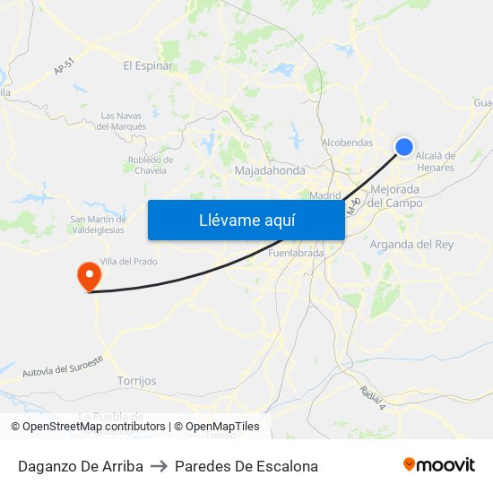 Daganzo De Arriba to Paredes De Escalona map