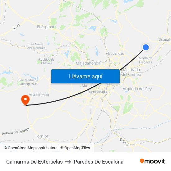 Camarma De Esteruelas to Paredes De Escalona map