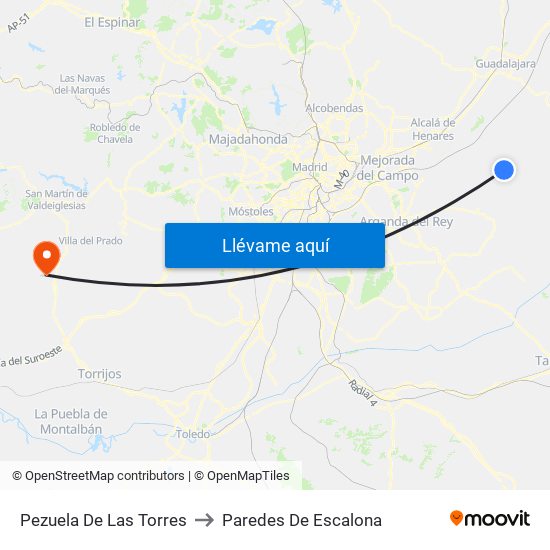 Pezuela De Las Torres to Paredes De Escalona map