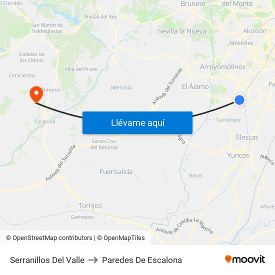 Serranillos Del Valle to Paredes De Escalona map