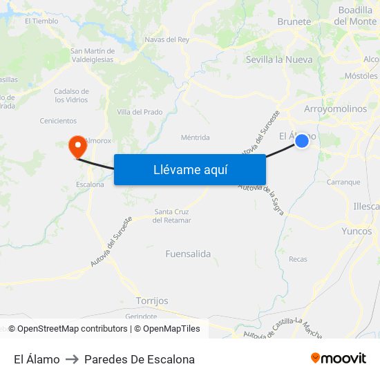 El Álamo to Paredes De Escalona map