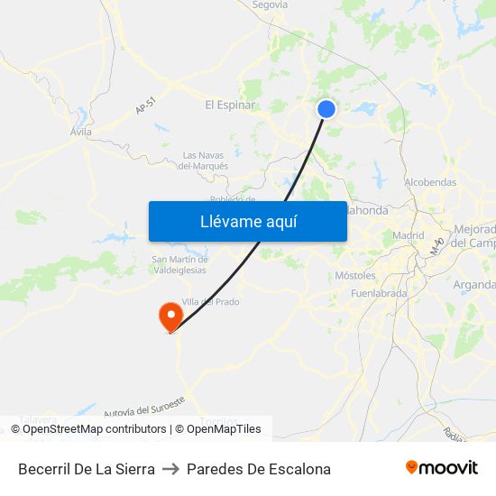 Becerril De La Sierra to Paredes De Escalona map