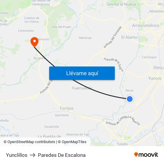 Yunclillos to Paredes De Escalona map