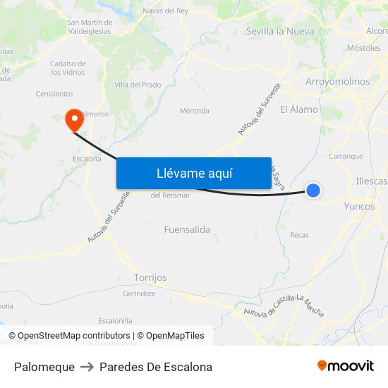 Palomeque to Paredes De Escalona map