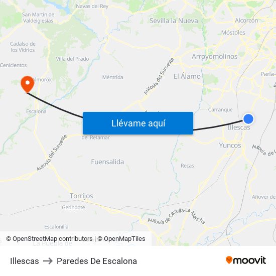 Illescas to Paredes De Escalona map